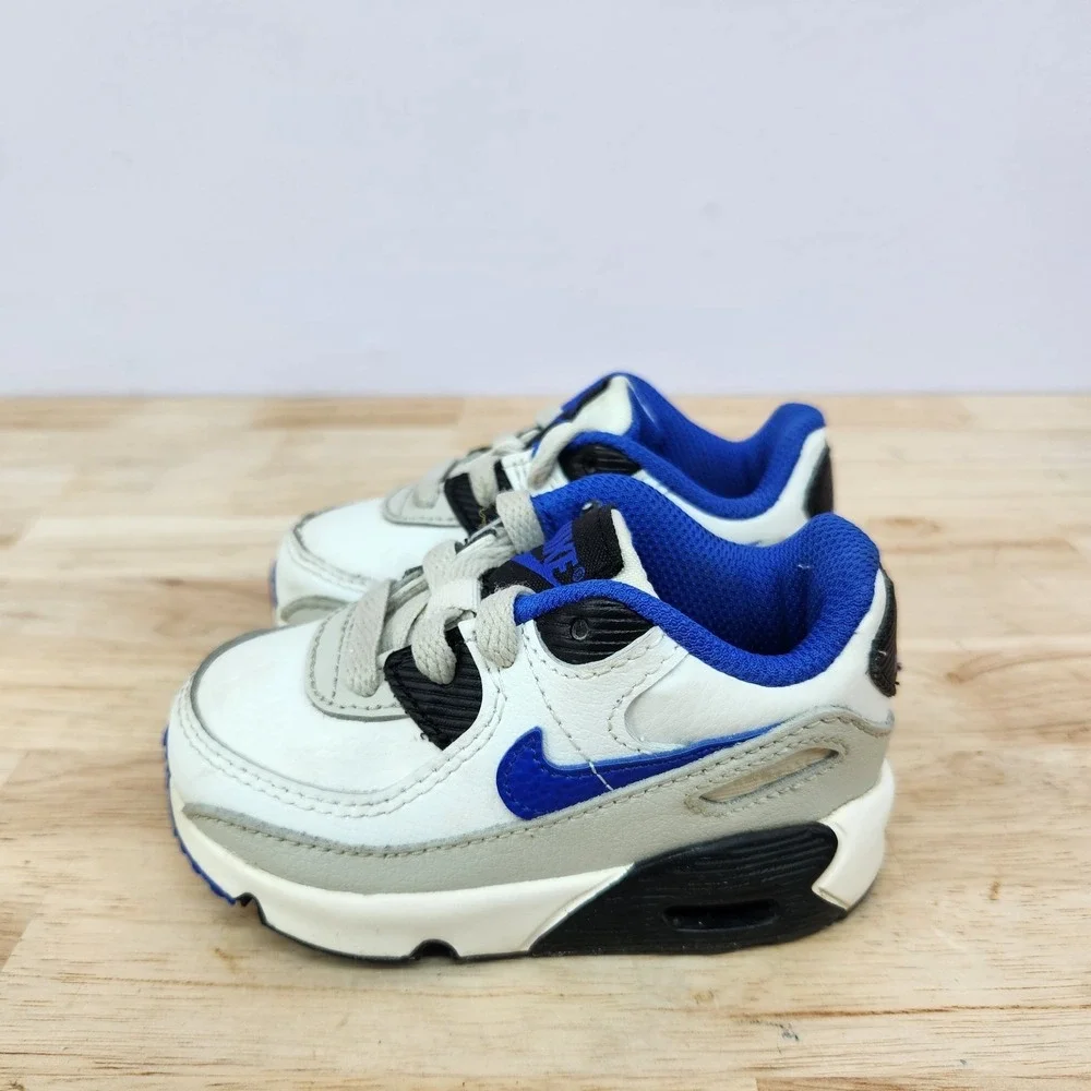Nike Air Max 90 LTR Toddler Shoes Size 5C Summit White Racer Blue DV3609-100